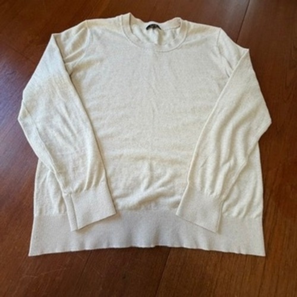 Quince Oatmeal Heather Beige Crewneck Long Sleeve Knit Sweater Large